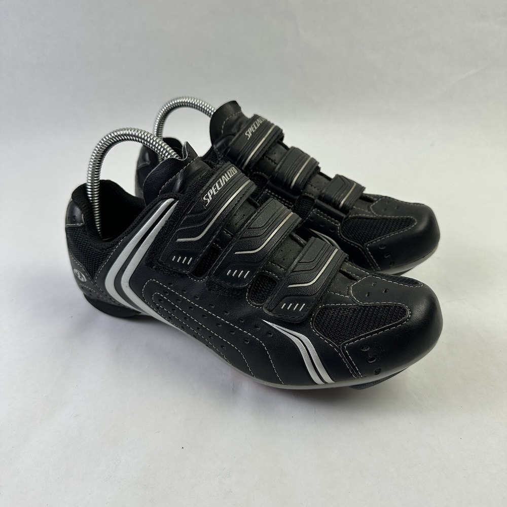 Specialized Cycling Shoes Mens 8 Black Road Bike Triple Strap 6108-3041 Cleats